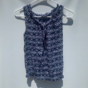 Navy Blue and White Flowy Tank Top